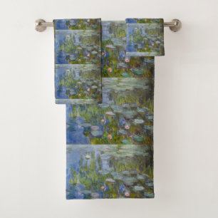 Water Lilies by Claude Monet Classic Impressionist Bath Towel Set