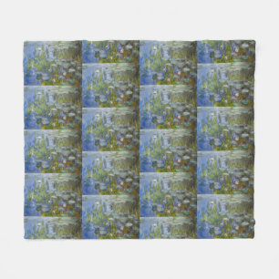 Water Lilies by Claude Monet Classic Impressionist Fleece Blanket