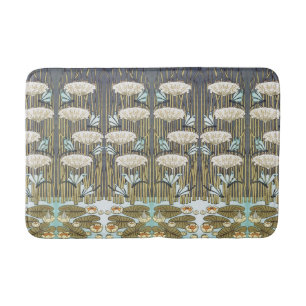 Water Lilies,Dragonflies,Marsh Art Nouveau Bath Mat