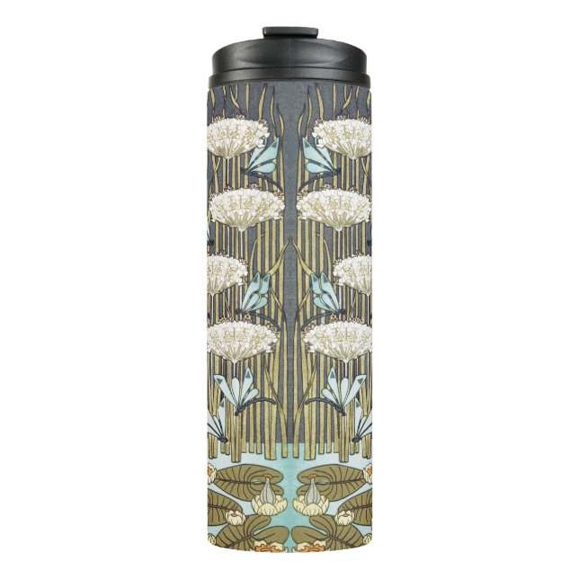 Water Lilies,Dragonflies,Marsh Art Nouveau Thermal Tumbler (Front)