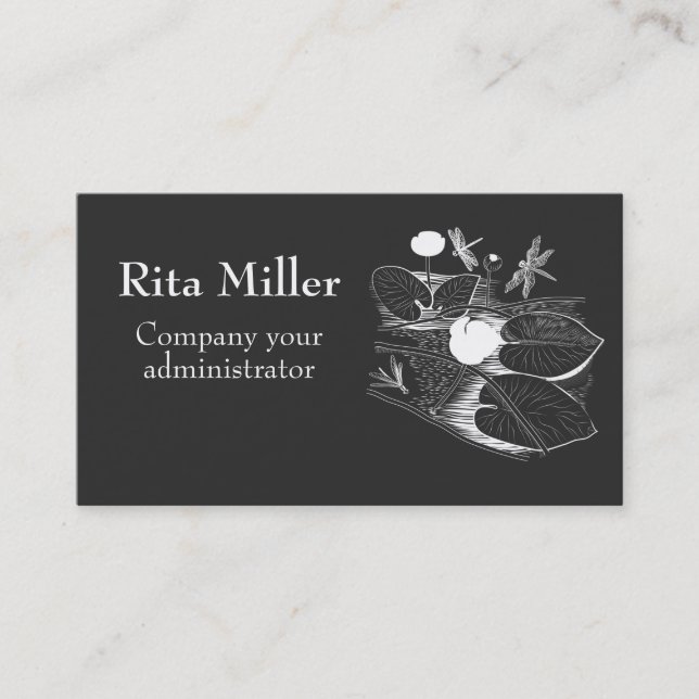 Water-lilies engraving business card (Front)