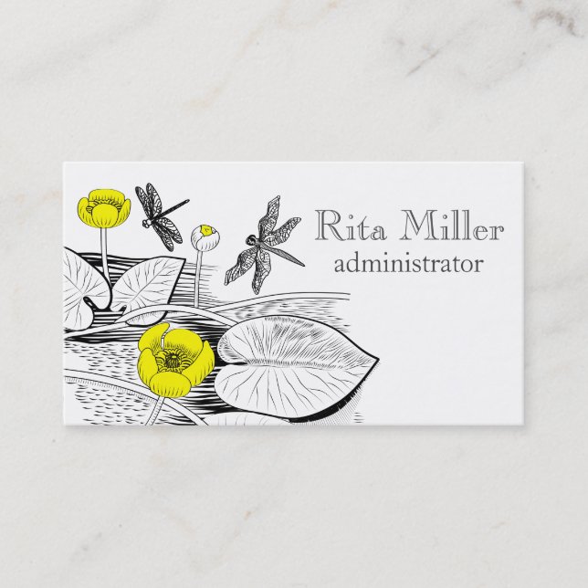 Water-lilies engraving business card (Front)