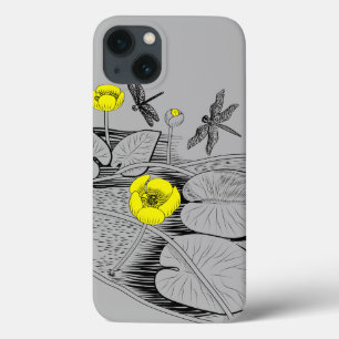 Water-lilies engraving iPhone 13 case