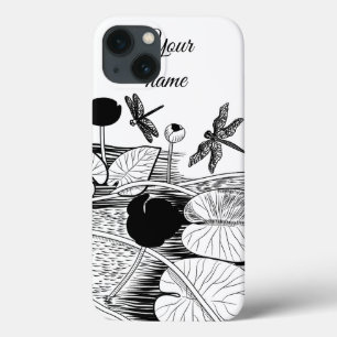 Water-lilies engraving iPhone 13 case