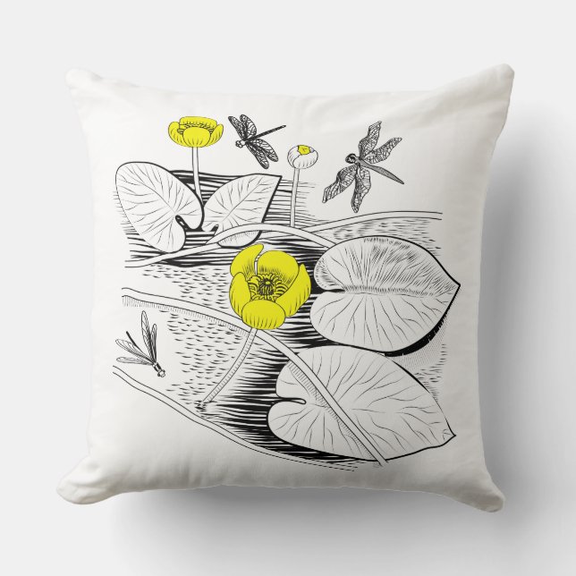 Water-lilies engraving cushion (Front)