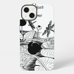 Water-lilies engraving iPhone case