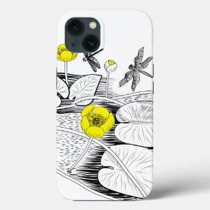 Water-lilies engraving iPhone 13 case