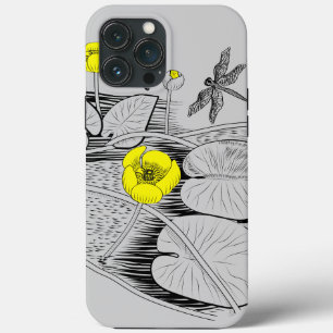 Water lilies engraving iPhone case