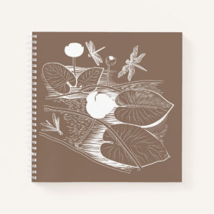 Water-lilies engraving notebook