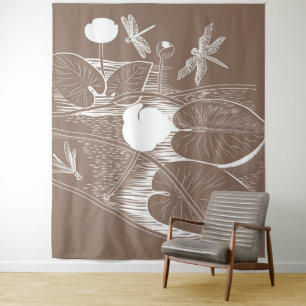 Water-lilies engraving tapestry