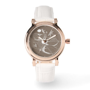 Water-lilies engraving watch