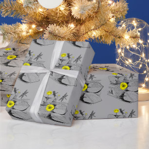 Water-lilies engraving wrapping paper