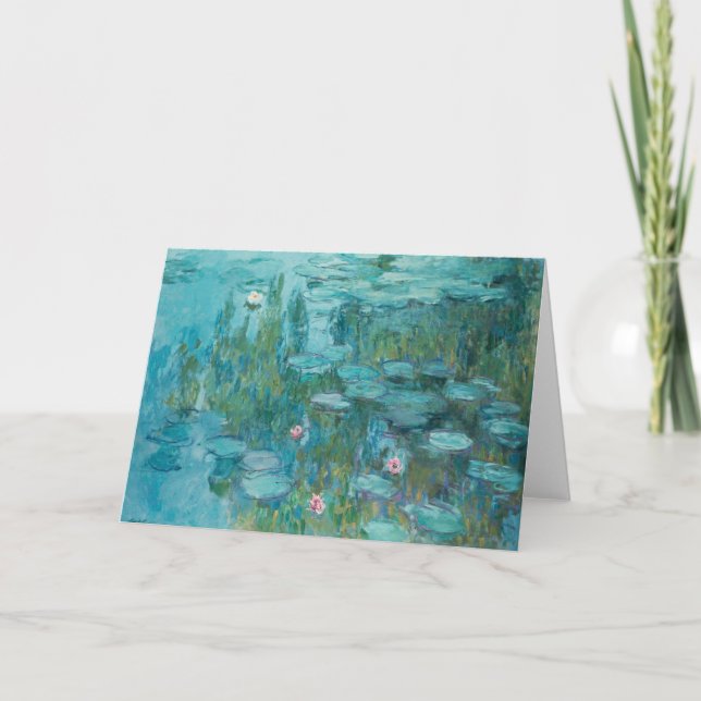 Water Lilies, Fine Art Oil Painting, Claude Monet Thank You Card (Front)