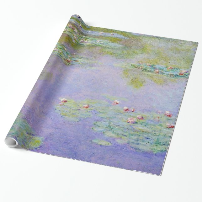 Water Lilies Flower Painting Wrapping Paper (Unrolled)
