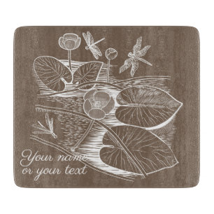 Water-lilies graphic brown cutting board