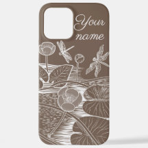 Water-lilies graphic brown