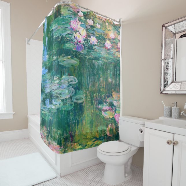 Water Lilies in Bloom Monet Fine Art Shower Curtain (In Situ)