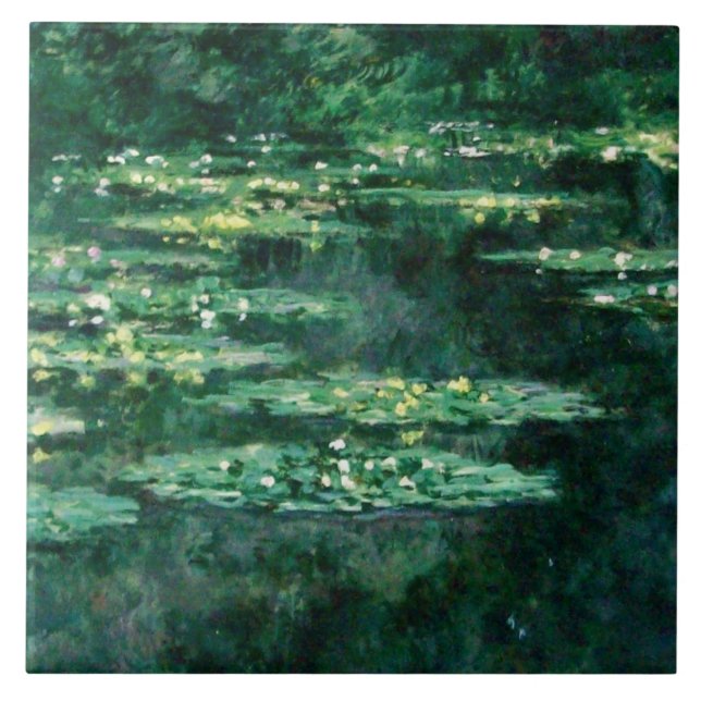 WATER LILIES IN GREEN POND by Claude Monet  Ceramic Tile (Front)