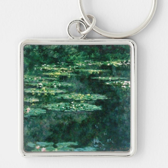 WATER LILIES IN GREEN POND by Claude Monet  Keycha Key Ring (Front)