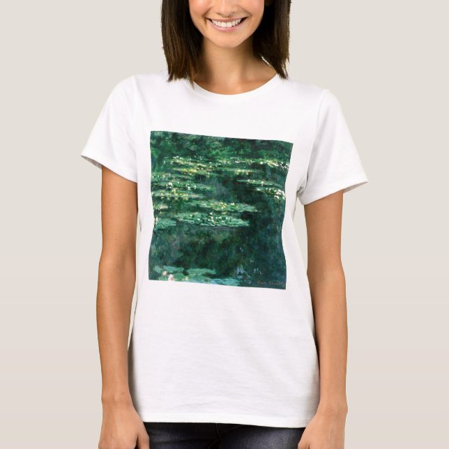 WATER LILIES IN GREEN POND by Claude Monet  T-Shirt (Front)