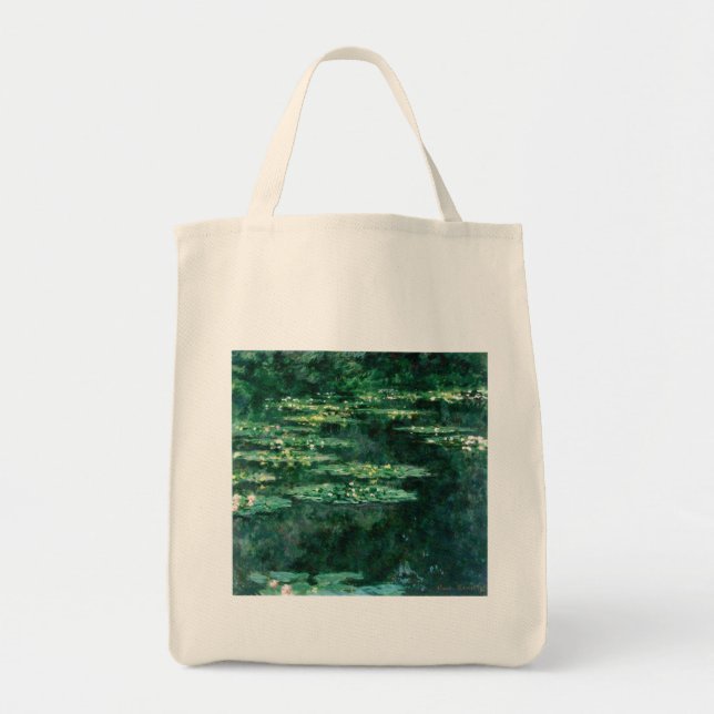 WATER LILIES  IN GREEN POND TOTE BAG (Front)