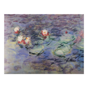 WATER LILIES IN PINK BLUE POND by Claude Monet Poster
