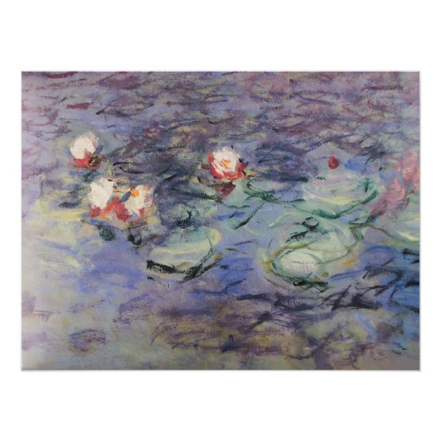 WATER LILIES IN PINK BLUE POND by Claude Monet  Poster (Front)