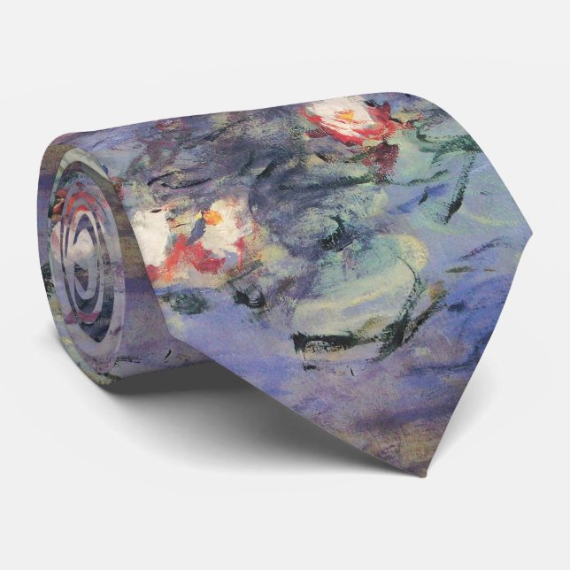 WATER LILIES IN PINK BLUE POND by Claude Monet  Tie (Rolled)