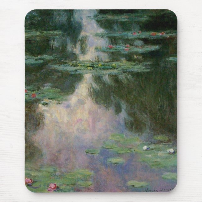 WATER LILIES IN PINK GREEN POND by Claude Monet Mouse Pad (Front)