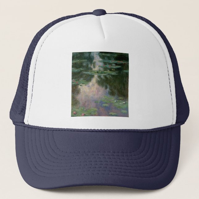 WATER LILIES IN PINK GREEN POND by Claude Monet  Trucker Hat (Front)