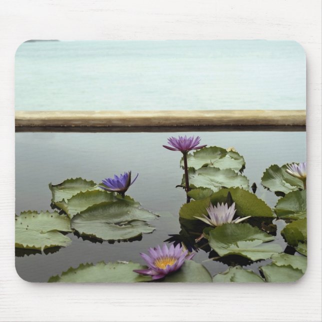 Water lilies in pond by ocean mouse pad (Front)