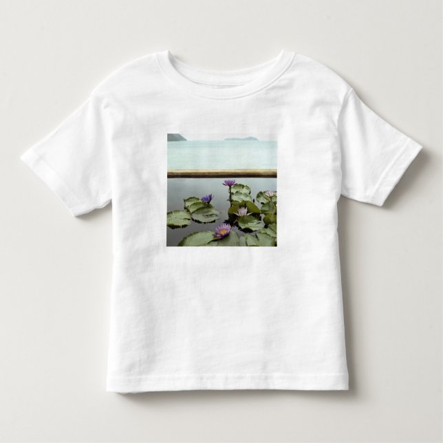 Water lilies in pond by ocean toddler T-Shirt (Front)