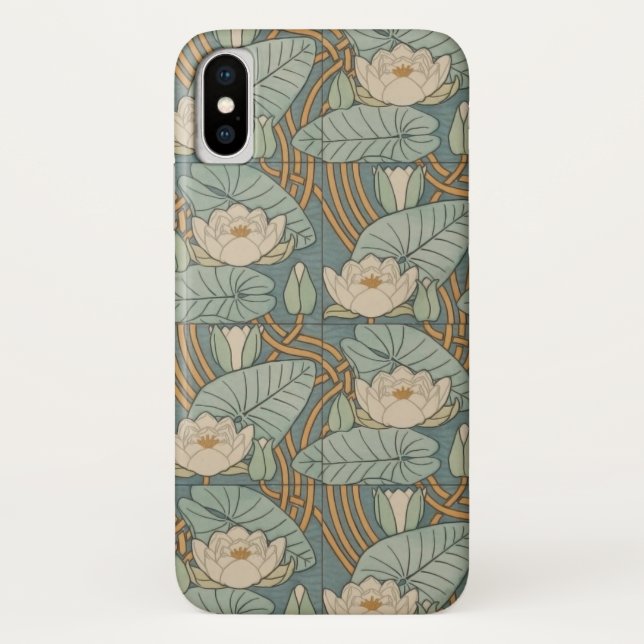 Water Lilies Lily Art Nouveau Nature Case-Mate iPhone Case (Back)