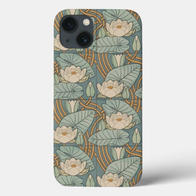 Water Lilies Lily Art Nouveau Nature Case-Mate iPhone Case (Back)