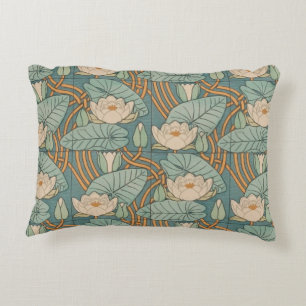 Water Lilies Lily Art Nouveau Nature Decorative Cushion