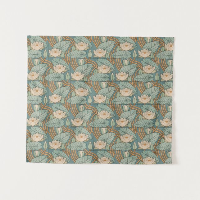 Water Lilies Lily Art Nouveau Nature Tapestry (Front (Horizontal))