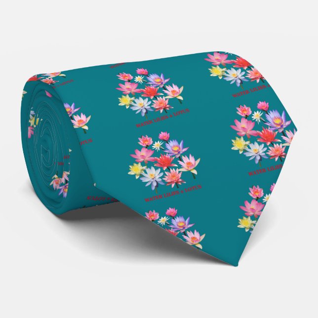 Water Lilies & Lotus Tie (Rolled)
