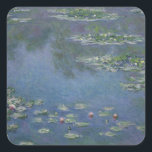 Water Lilies Monet 1906 Square Sticker<br><div class="desc">"Water Lilies" (1906) by Claude Monet is part of the artist’s celebrated series dedicated to his water garden in Giverny. In this work, the pond’s surface shimmers with green, blue, and violet tones, dotted with delicate blossoms floating gently across the water. Monet’s impressionistic brushstrokes transform a simple scene into a...</div>
