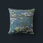Water lilies,one of many painting of claude Monet Cushion<br><div class="desc">Oscar-Claude Monet 14 November 1840 – 5 December 1926) was a founder of French Impressionist painting, and the most consistent and prolific practitioner of the movement's philosophy of expressing one's perceptions before nature, especially as applied to plein-air landscape painting.The term "Impressionism" is derived from the title of his painting Impression,...</div>