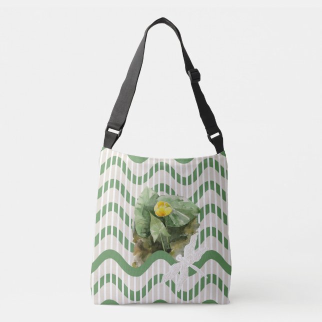 Water lilies pattern crossbody bag (Front)