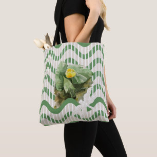 Water lilies pattern tote bag