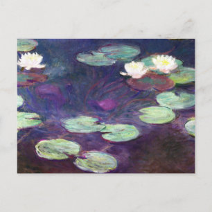 Water Lilies, Pink, 1897-99 Claude Monet cool, old Postcard