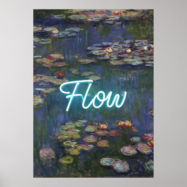 Water Lilies Remix – Neon “FLOW” Wall Art & Gifts (Front)