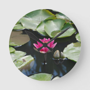 water lilies round clock