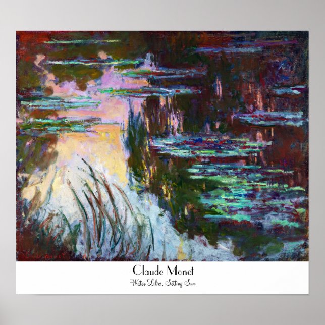 Water Lilies, Setting Sun Claude Monet Poster (Front)