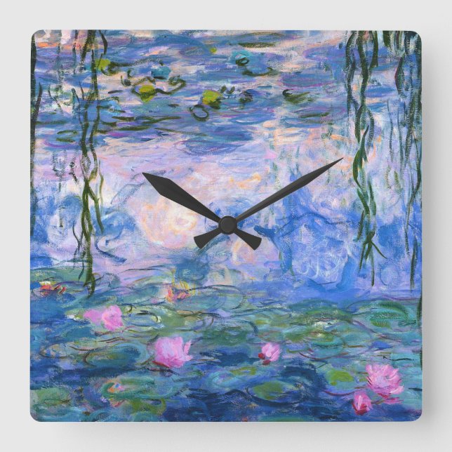 Water Lilies Square Wall Clock (Front)