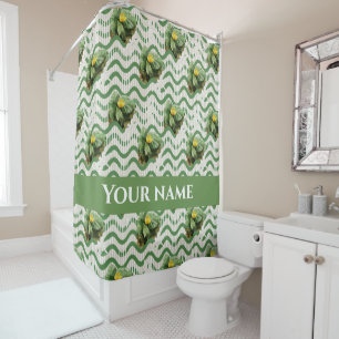 Water Lilies watercolor striped seamlesstexture Shower Curtain