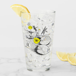 Water-lilies yellow engraving glass