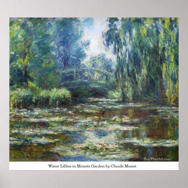 Water Lillies in Monets Garden by Claude Monet Poster (Front)