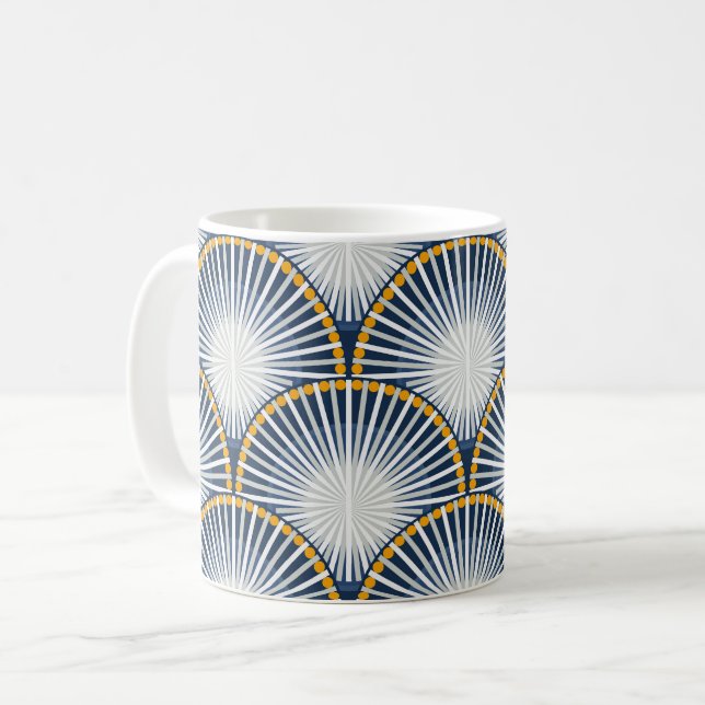 Water Lily Art Deco Coffee Mug (Front Left)